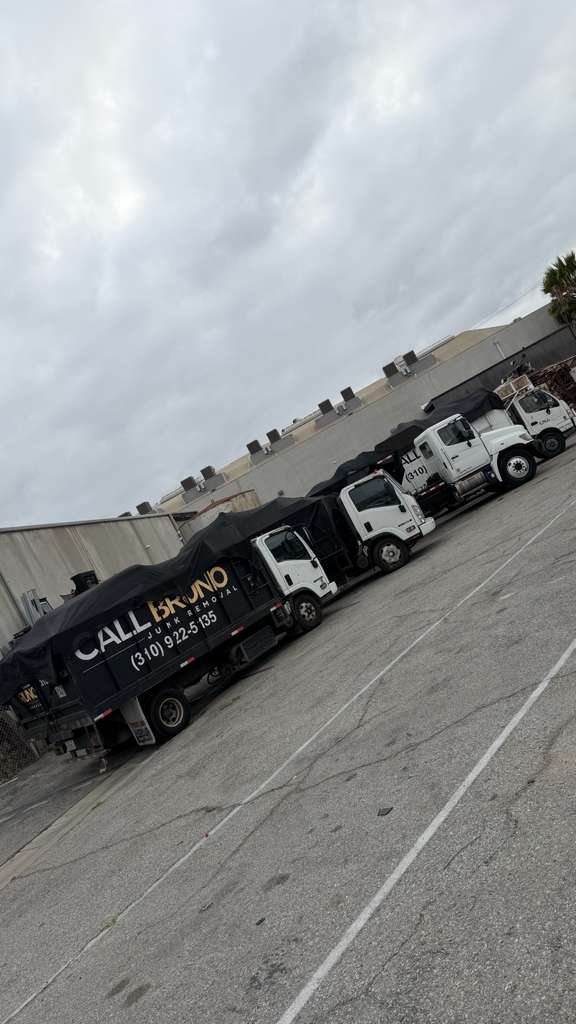 Yellow Call Bruno dumpster delivered to a Southern California suburban driveway