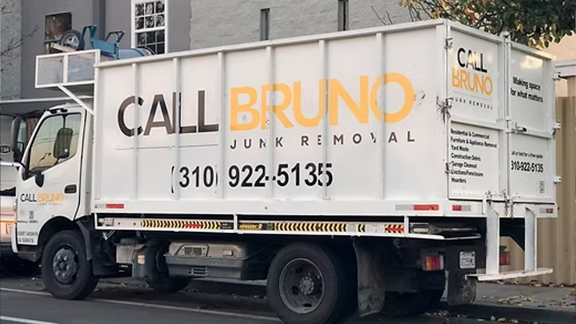 Call Bruno junk removal truck on a Long Beach street